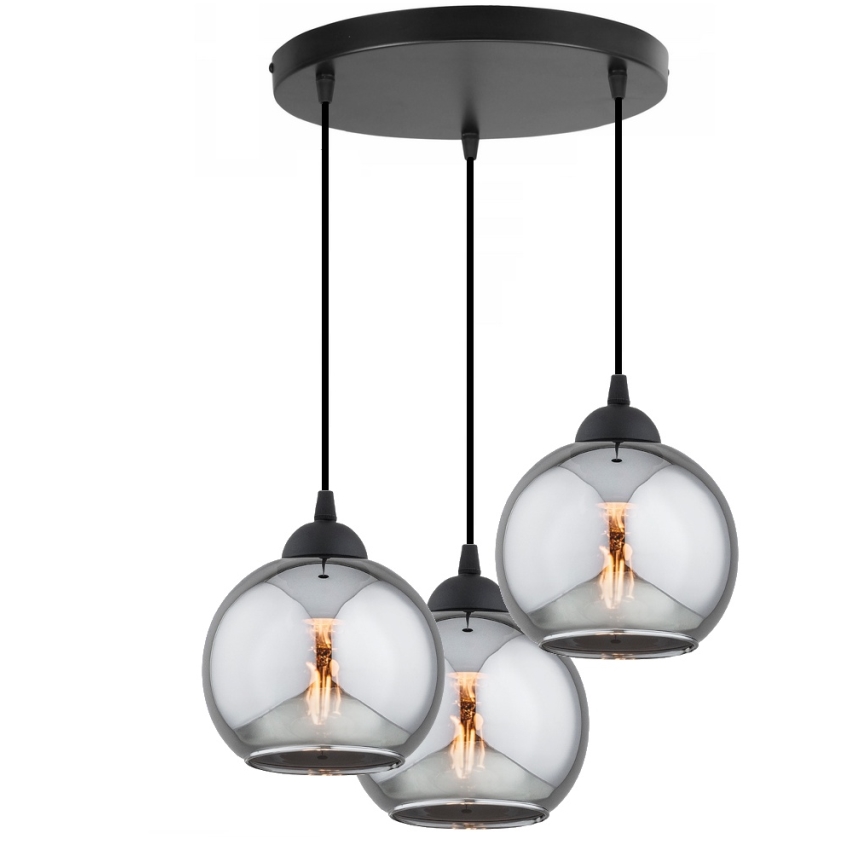 Brilagi - Luster na sajli 3xE27/60W/230V crna/dimno siva