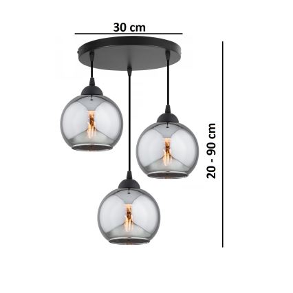 Brilagi - Luster na sajli 3xE27/60W/230V crna/dimno siva