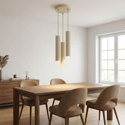 Brilagi - Luster na sajli 3xGU10/15W/230V bež/zlatna
