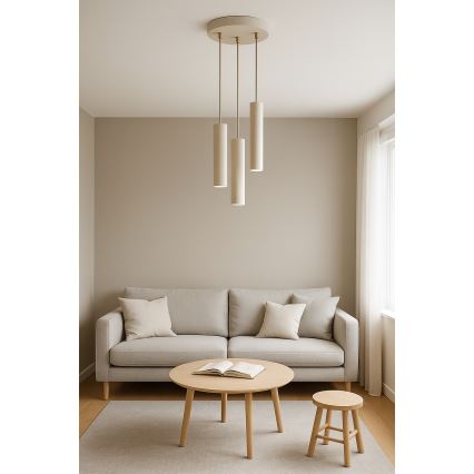 Brilagi - Luster na sajli 3xGU10/15W/230V bež/zlatna
