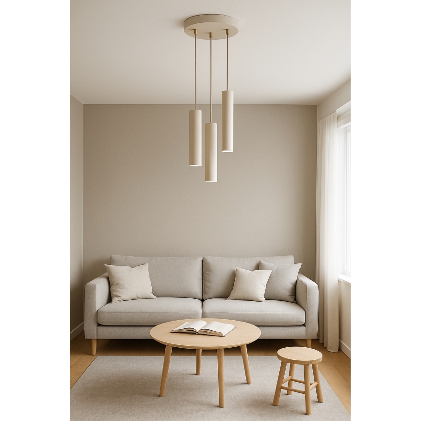 Brilagi - Luster na sajli 3xGU10/15W/230V bež/zlatna
