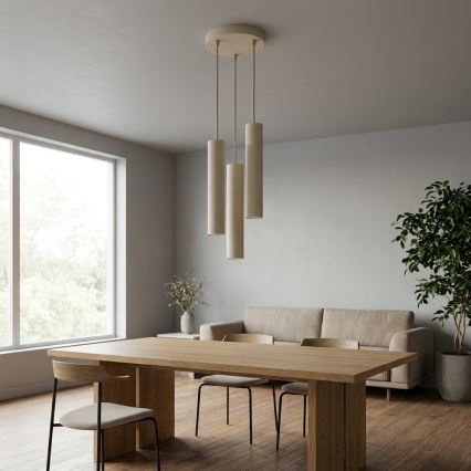 Brilagi - Luster na sajli 3xGU10/15W/230V bež/zlatna