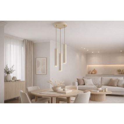 Brilagi - Luster na sajli 3xGU10/15W/230V bež/zlatna