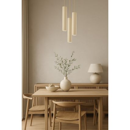 Brilagi - Luster na sajli 3xGU10/15W/230V bež/zlatna