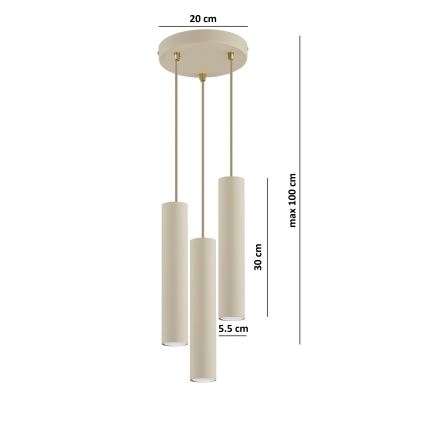 Brilagi - Luster na sajli 3xGU10/15W/230V bež/zlatna
