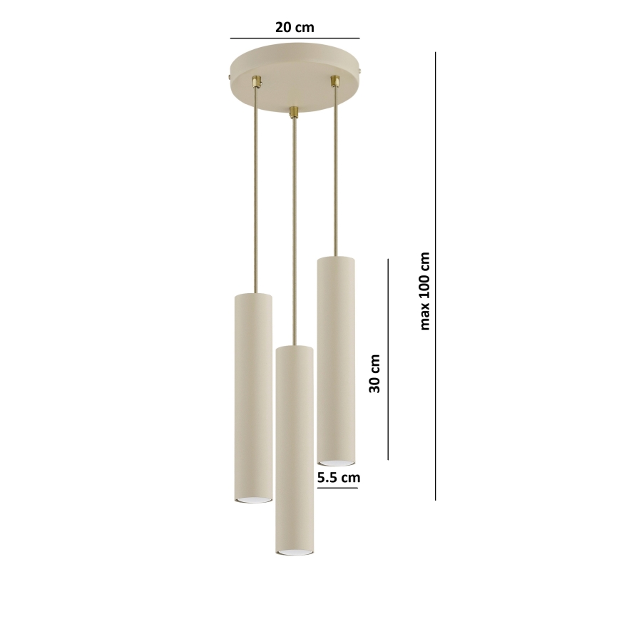 Brilagi - Luster na sajli 3xGU10/15W/230V bež/zlatna