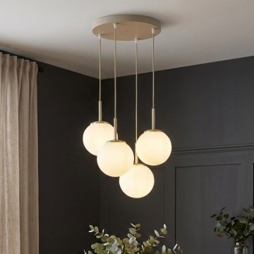 Brilagi - Luster na sajli 4xE27/60W/230V bež/zlatna