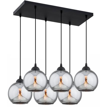 Brilagi - Luster na sajli 6xE27/60W/230V crna/dimno-siva