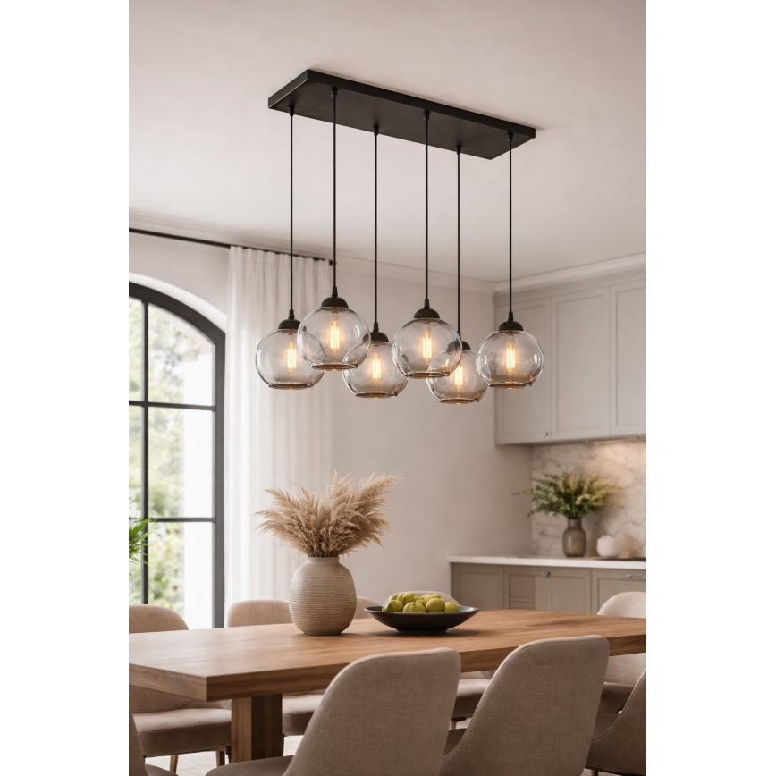 Brilagi - Luster na sajli 6xE27/60W/230V crna/dimno-siva
