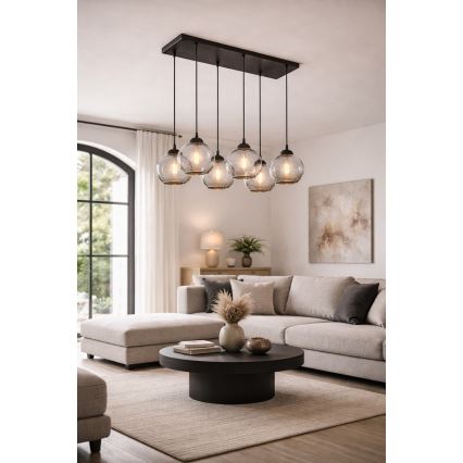 Brilagi - Luster na sajli 6xE27/60W/230V crna/dimno-siva