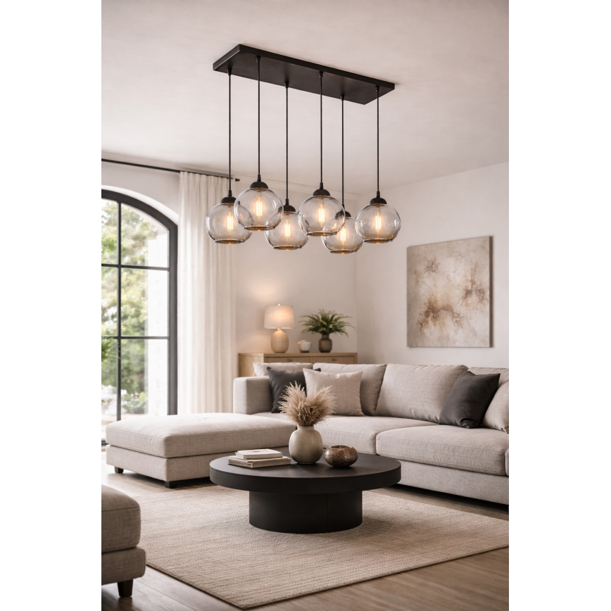 Brilagi - Luster na sajli 6xE27/60W/230V crna/dimno-siva
