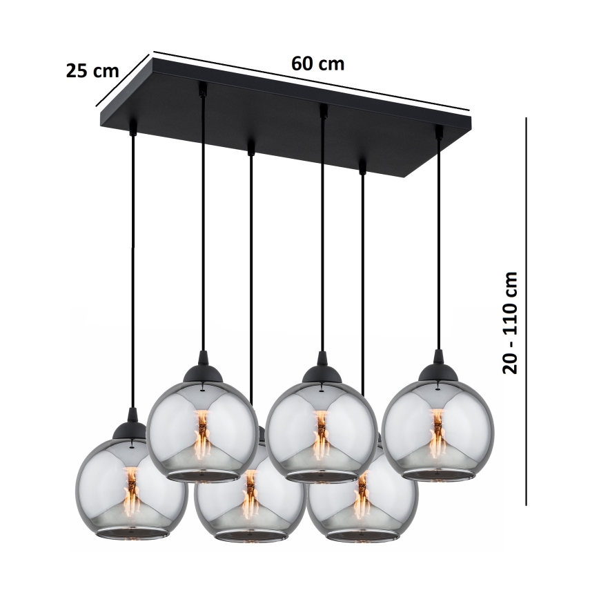 Brilagi - Luster na sajli 6xE27/60W/230V crna/dimno-siva