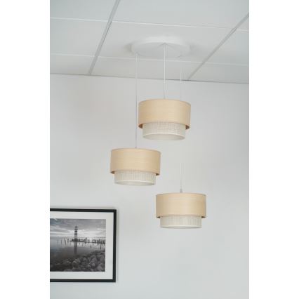 Brilagi - Luster na sajli ARIZONA BOHO 3xE27/15W/230V bež/bijela