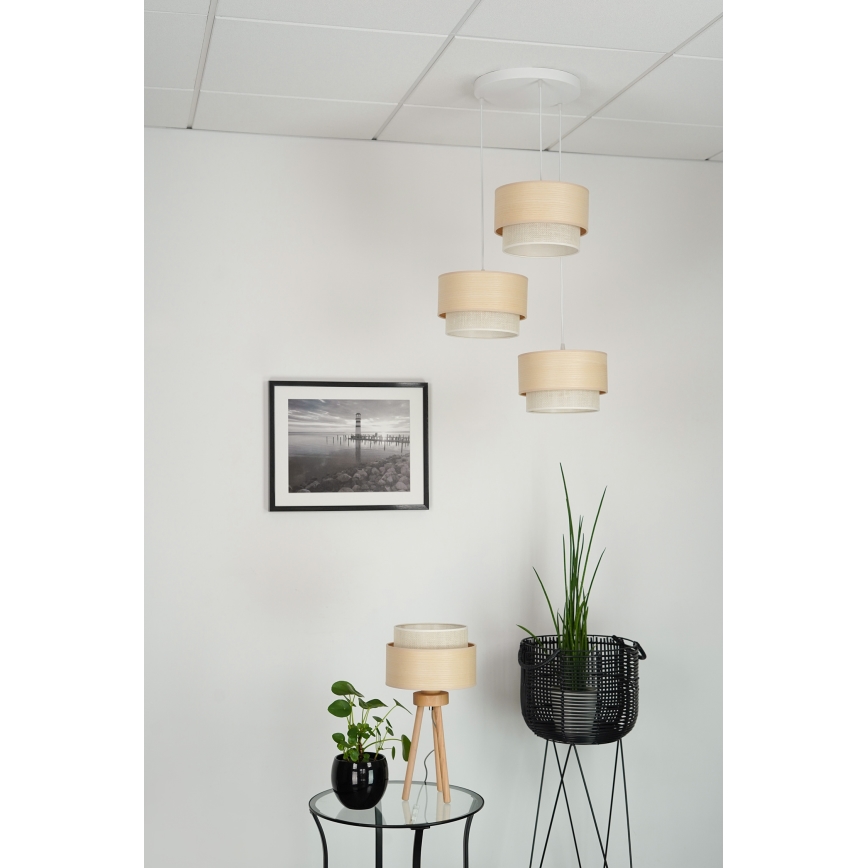 Brilagi - Luster na sajli ARIZONA BOHO 3xE27/15W/230V bež/bijela