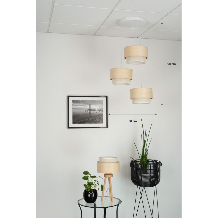 Brilagi - Luster na sajli ARIZONA BOHO 3xE27/15W/230V bež/bijela