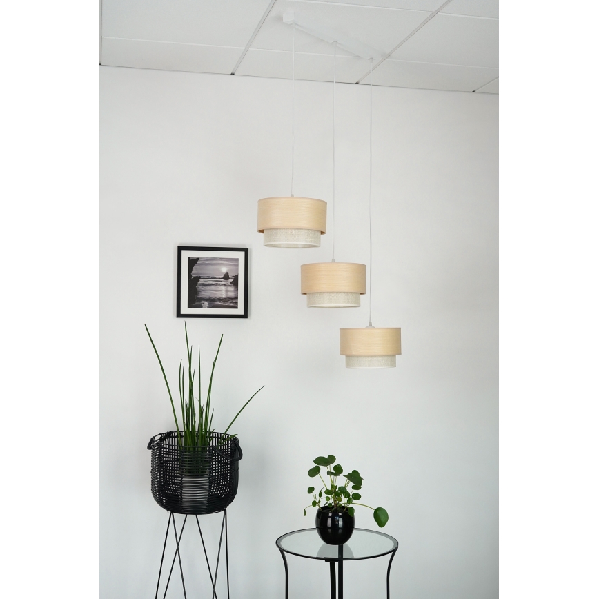 Brilagi - Luster na sajli ARIZONA BOHO 3xE27/15W/230V bež/bijela