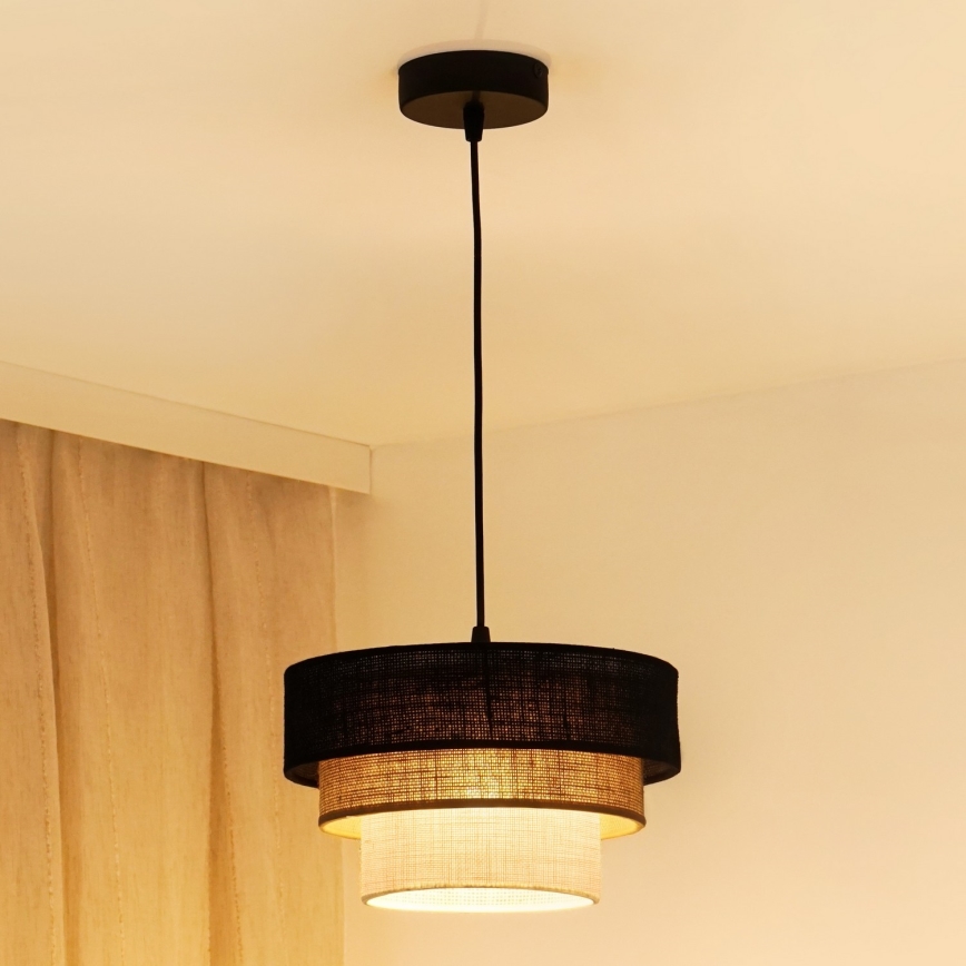 Brilagi - Luster na sajli ASPEN LUNETA 1xE27/15W/230V pr. 25 cm crna/bež/krem