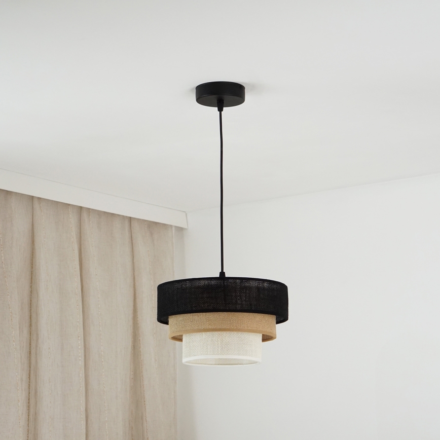 Brilagi - Luster na sajli ASPEN LUNETA 1xE27/15W/230V pr. 25 cm crna/bež/krem