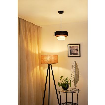 Brilagi - Luster na sajli ASPEN LUNETA 1xE27/15W/230V pr. 25 cm crna/bež/krem
