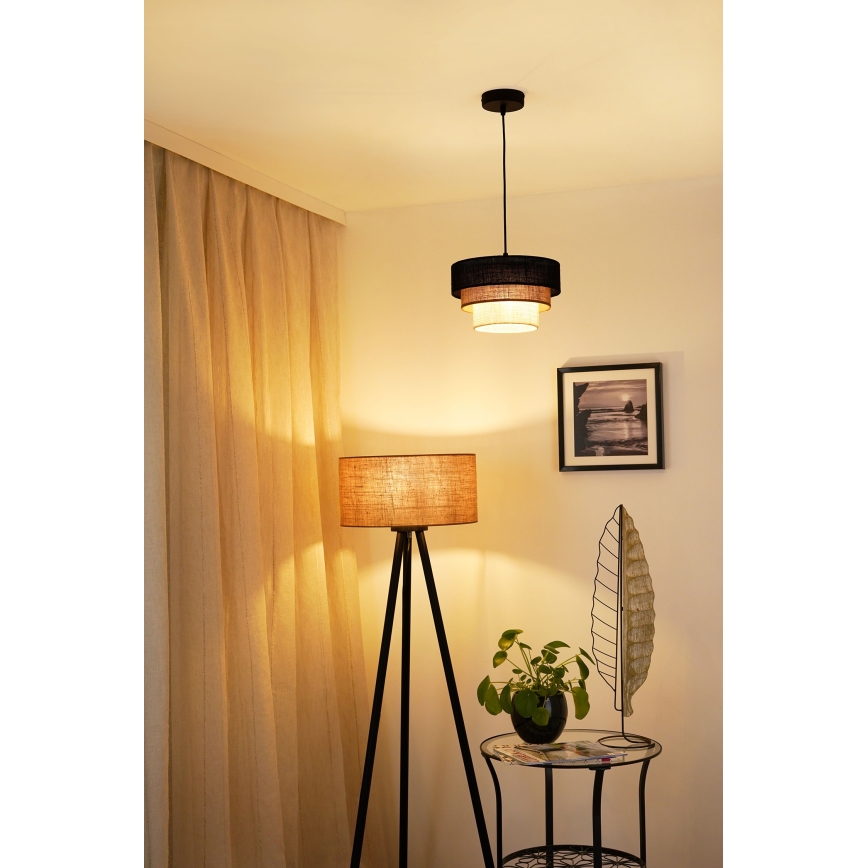 Brilagi - Luster na sajli ASPEN LUNETA 1xE27/15W/230V pr. 25 cm crna/bež/krem