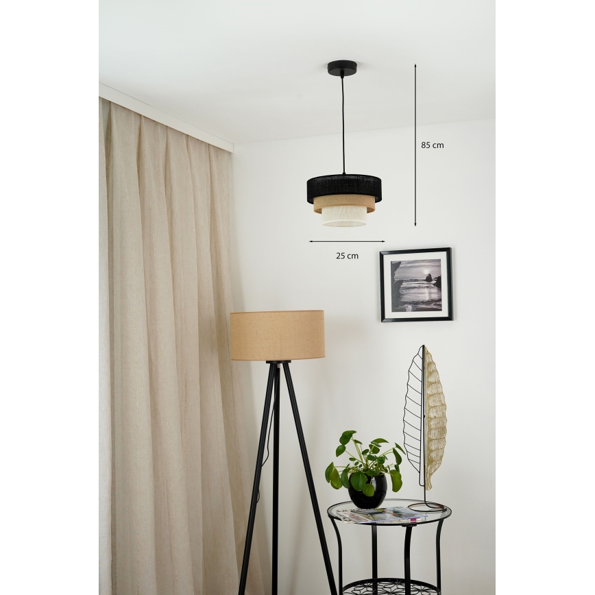 Brilagi - Luster na sajli ASPEN LUNETA 1xE27/15W/230V pr. 25 cm crna/bež/krem