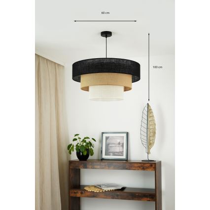 Brilagi - Luster na sajli ASPEN LUNETA 1xE27/15W/230V pr. 60 cm crna/bež/krem