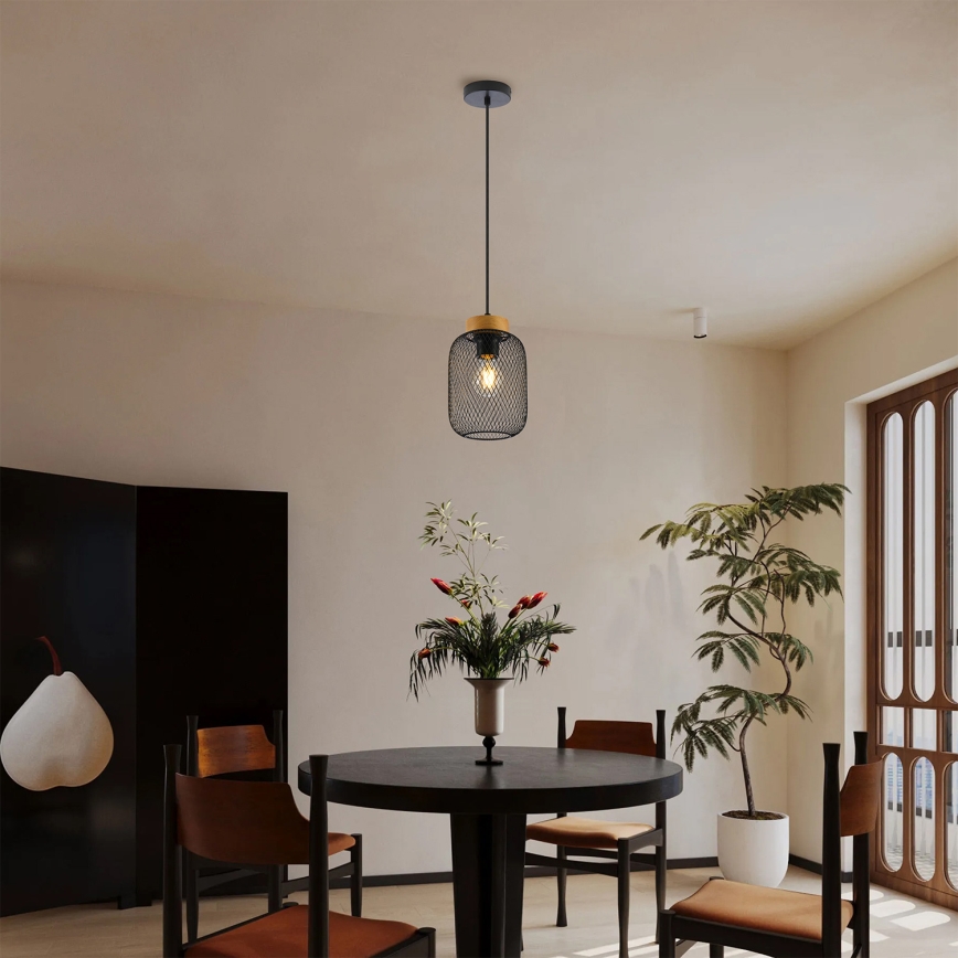 Brilagi - Luster na sajli BASKLITE 1xE27/15W/230V drvo/crna