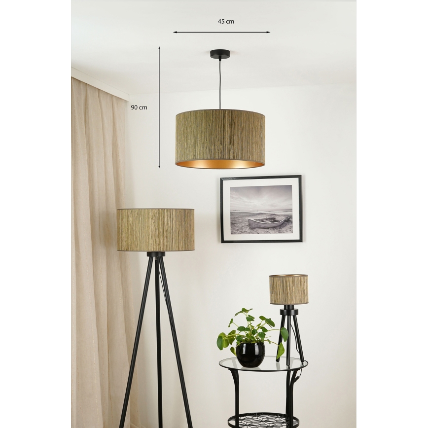 Brilagi - Luster na sajli BOSTON ROLLER 1xE27/15W/230V pr. 45 cm slama smeđa/zlatna