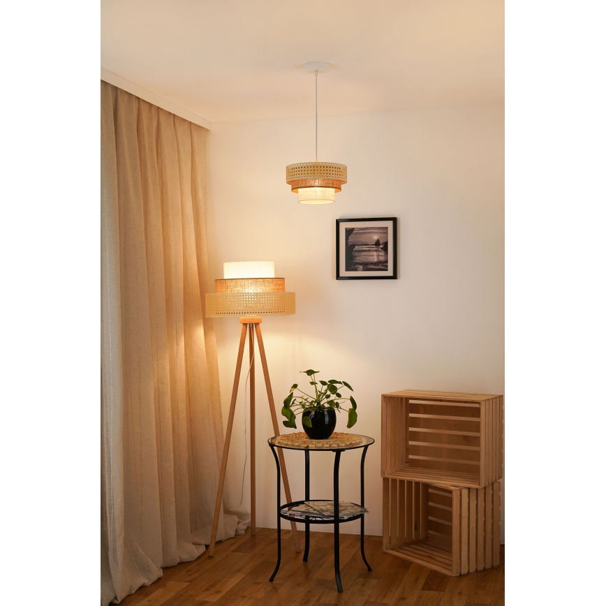 Brilagi - Luster na sajli CEDAR LUNETA 1xE27/15W/230V pr. 25 cm bež/smeđa/krem