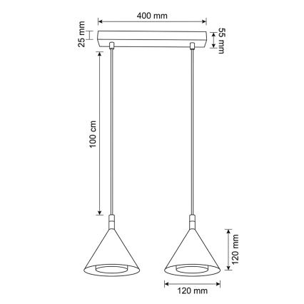Brilagi - Luster na sajli CONE DOUBLE 2xGX53/15W/230V crna