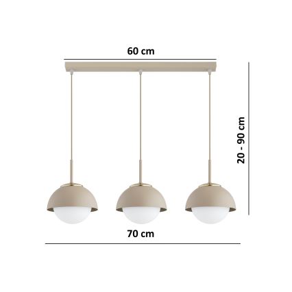 Brilagi - Luster na sajli COSMO 3xE27/60W/230V bež/zlatna