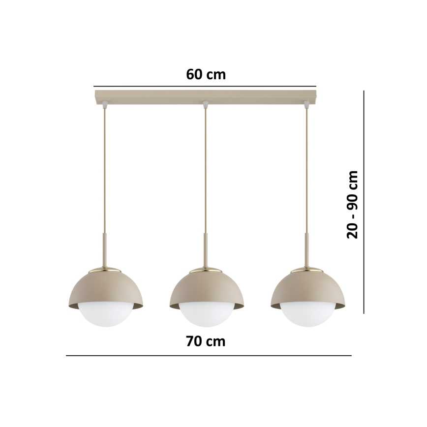 Brilagi - Luster na sajli COSMO 3xE27/60W/230V bež/zlatna