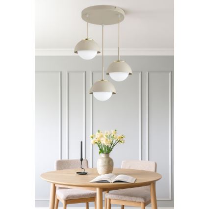 Brilagi - Luster na sajli COSMO 3xE27/60W/230V bež/zlatna