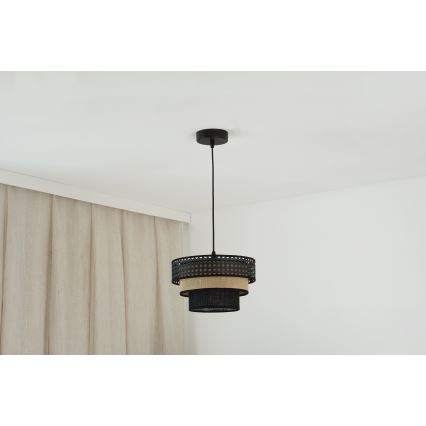 Brilagi - Luster na sajli DAKOTA LUNETA 1xE27/15W/230V pr. 25 cm crna/bež