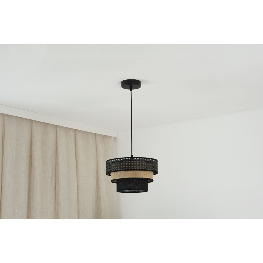Brilagi - Luster na sajli DAKOTA LUNETA 1xE27/15W/230V pr. 25 cm crna/bež
