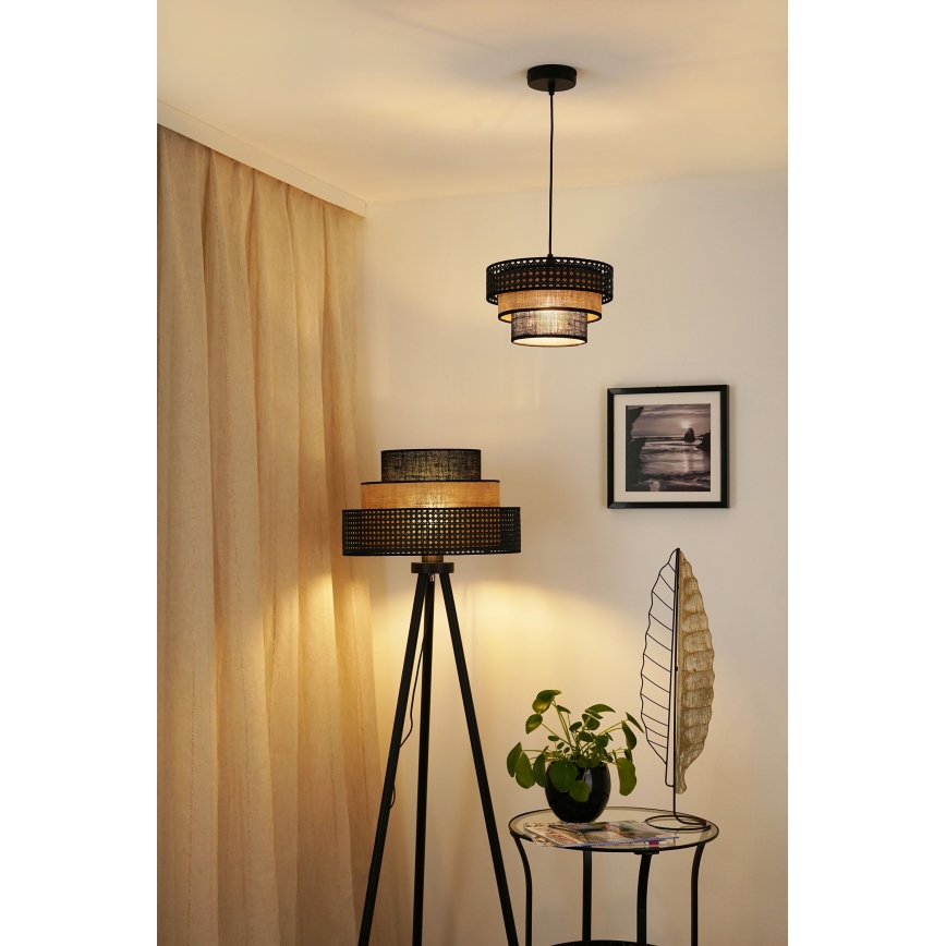 Brilagi - Luster na sajli DAKOTA LUNETA 1xE27/15W/230V pr. 25 cm crna/bež