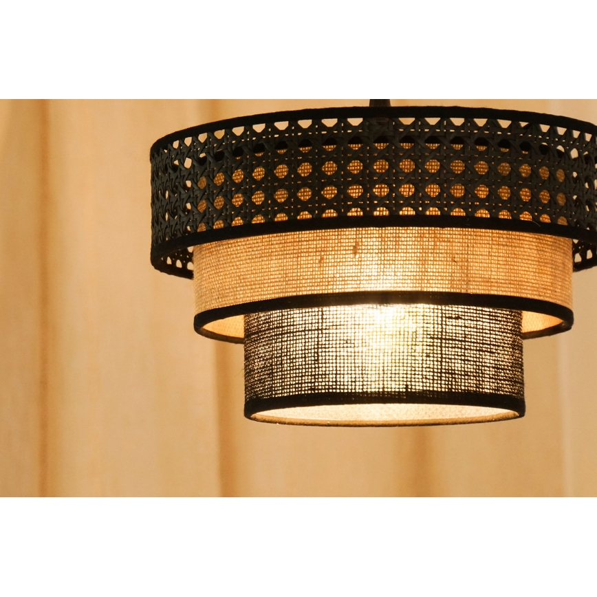 Brilagi - Luster na sajli DAKOTA LUNETA 1xE27/15W/230V pr. 25 cm crna/bež