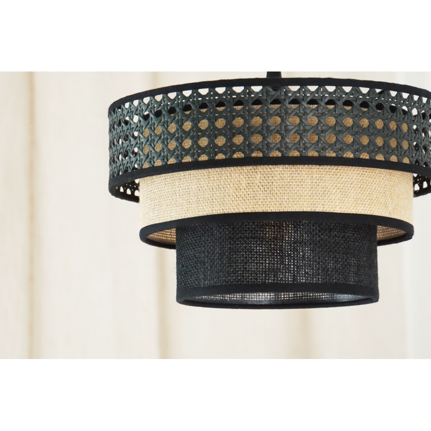 Brilagi - Luster na sajli DAKOTA LUNETA 1xE27/15W/230V pr. 25 cm crna/bež