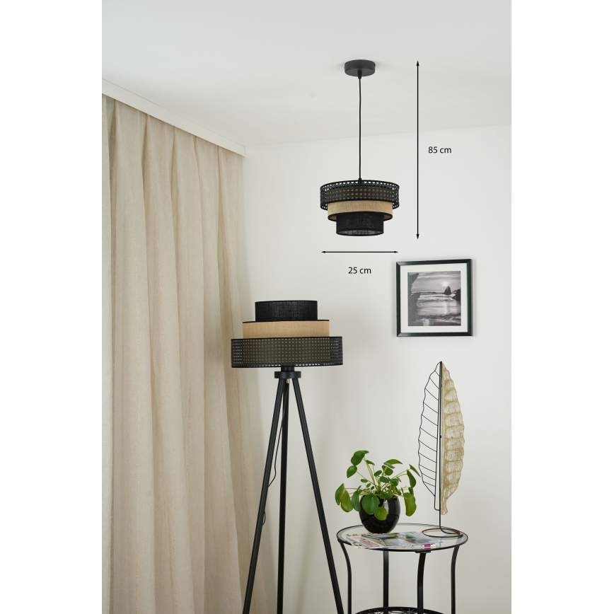Brilagi - Luster na sajli DAKOTA LUNETA 1xE27/15W/230V pr. 25 cm crna/bež