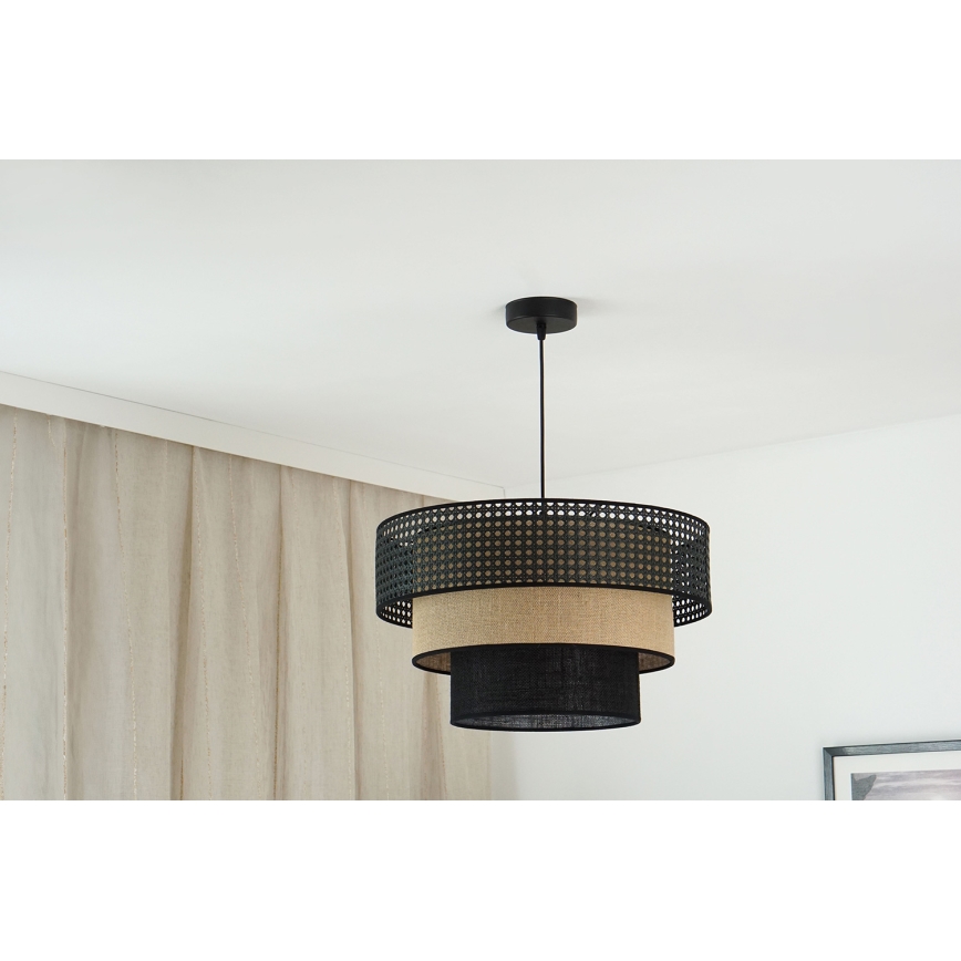 Brilagi - Luster na sajli DAKOTA LUNETA 1xE27/15W/230V pr. 45 cm crna/bež
