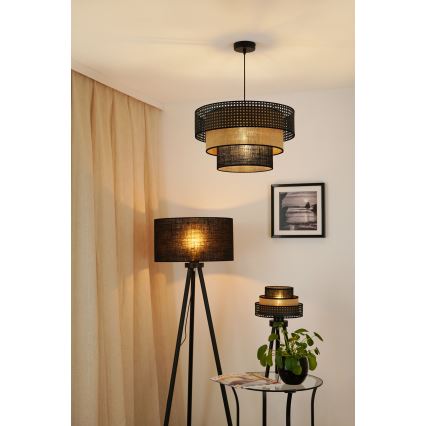 Brilagi - Luster na sajli DAKOTA LUNETA 1xE27/15W/230V pr. 45 cm crna/bež