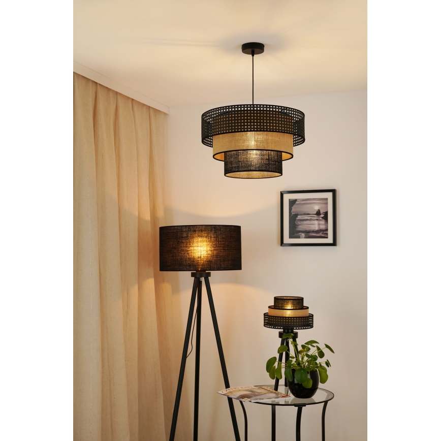 Brilagi - Luster na sajli DAKOTA LUNETA 1xE27/15W/230V pr. 45 cm crna/bež