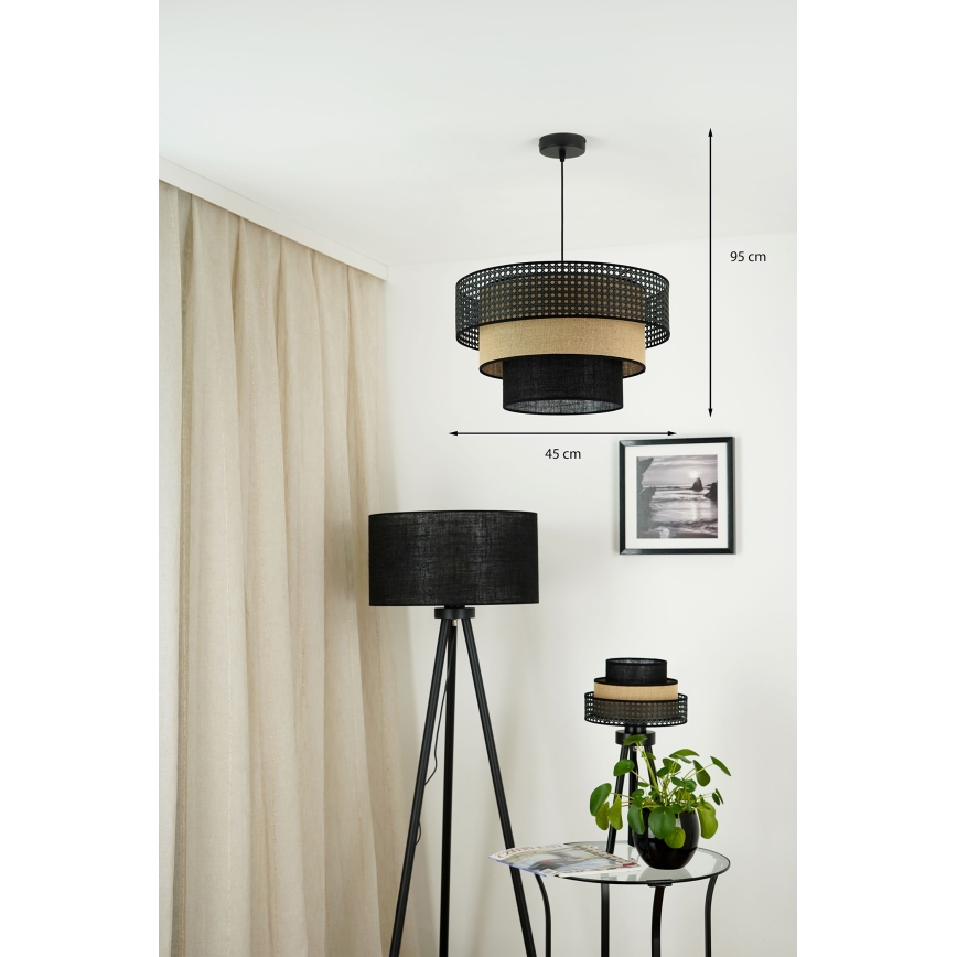 Brilagi - Luster na sajli DAKOTA LUNETA 1xE27/15W/230V pr. 45 cm crna/bež