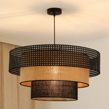 Brilagi - Luster na sajli DAKOTA LUNETA 1xE27/15W/230V pr. 60 cm crna/bež