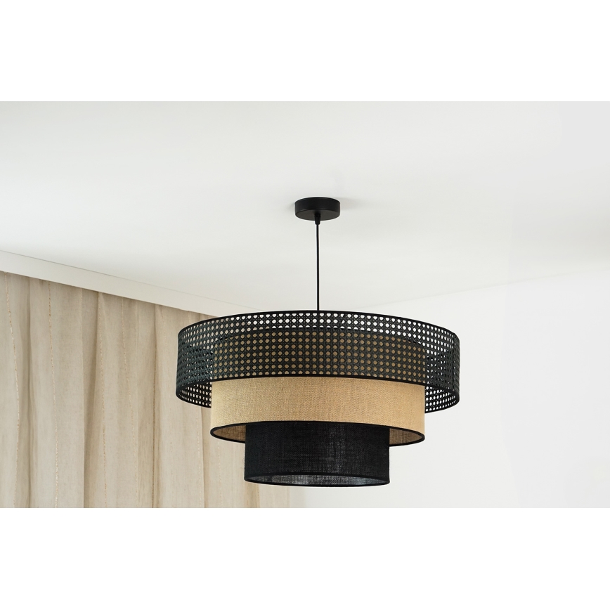 Brilagi - Luster na sajli DAKOTA LUNETA 1xE27/15W/230V pr. 60 cm crna/bež