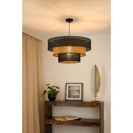 Brilagi - Luster na sajli DAKOTA LUNETA 1xE27/15W/230V pr. 60 cm crna/bež