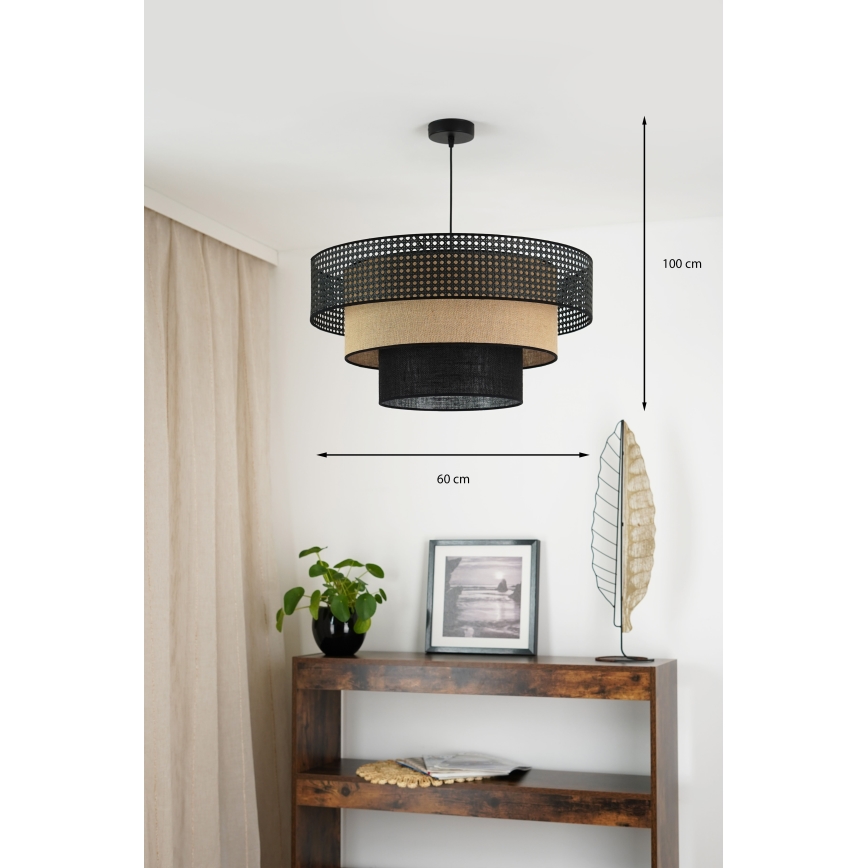Brilagi - Luster na sajli DAKOTA LUNETA 1xE27/15W/230V pr. 60 cm crna/bež