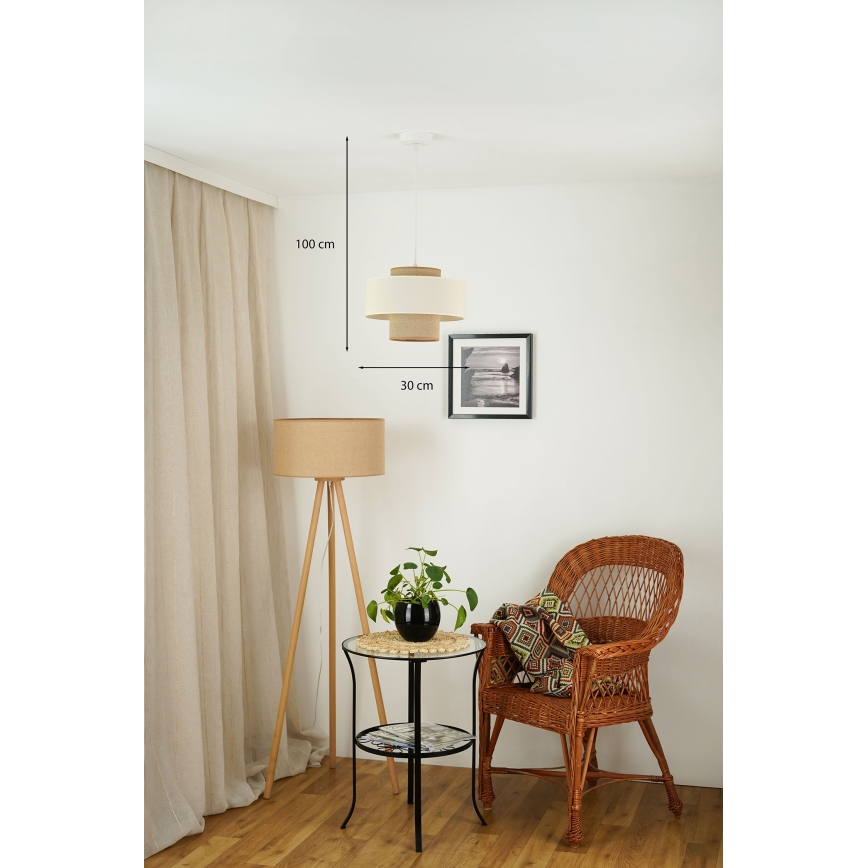 Brilagi - Luster na sajli DALLAS 1xE27/15W/230V pr. 30 cm smeđa/krem/bijela