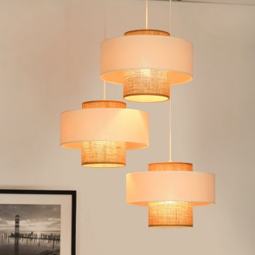 Brilagi - Luster na sajli DALLAS 3xE27/15W/230V smeđa/krem/bijela