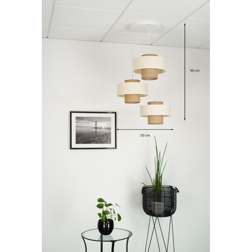 Brilagi - Luster na sajli DALLAS 3xE27/15W/230V smeđa/krem/bijela